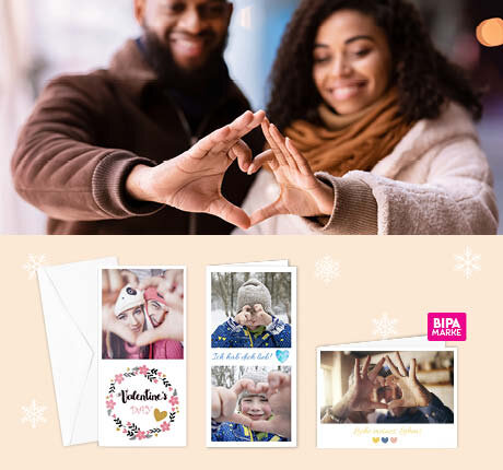 Personalisierte Grußkarten mit Fotos – individuelle Fotokarten für besondere Anlässe wie Valentinstag.